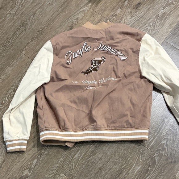 Pacific Sunwear Jackets & Blazers - Pacific Sunwear Two-Tone Varsity Jacket in Dusty Rose & Cream